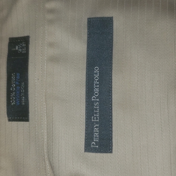 Perry Ellis Dress Shirt - beige NWOT, Size L - Picture 2 of 4